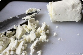 a massacred log of goat cheese